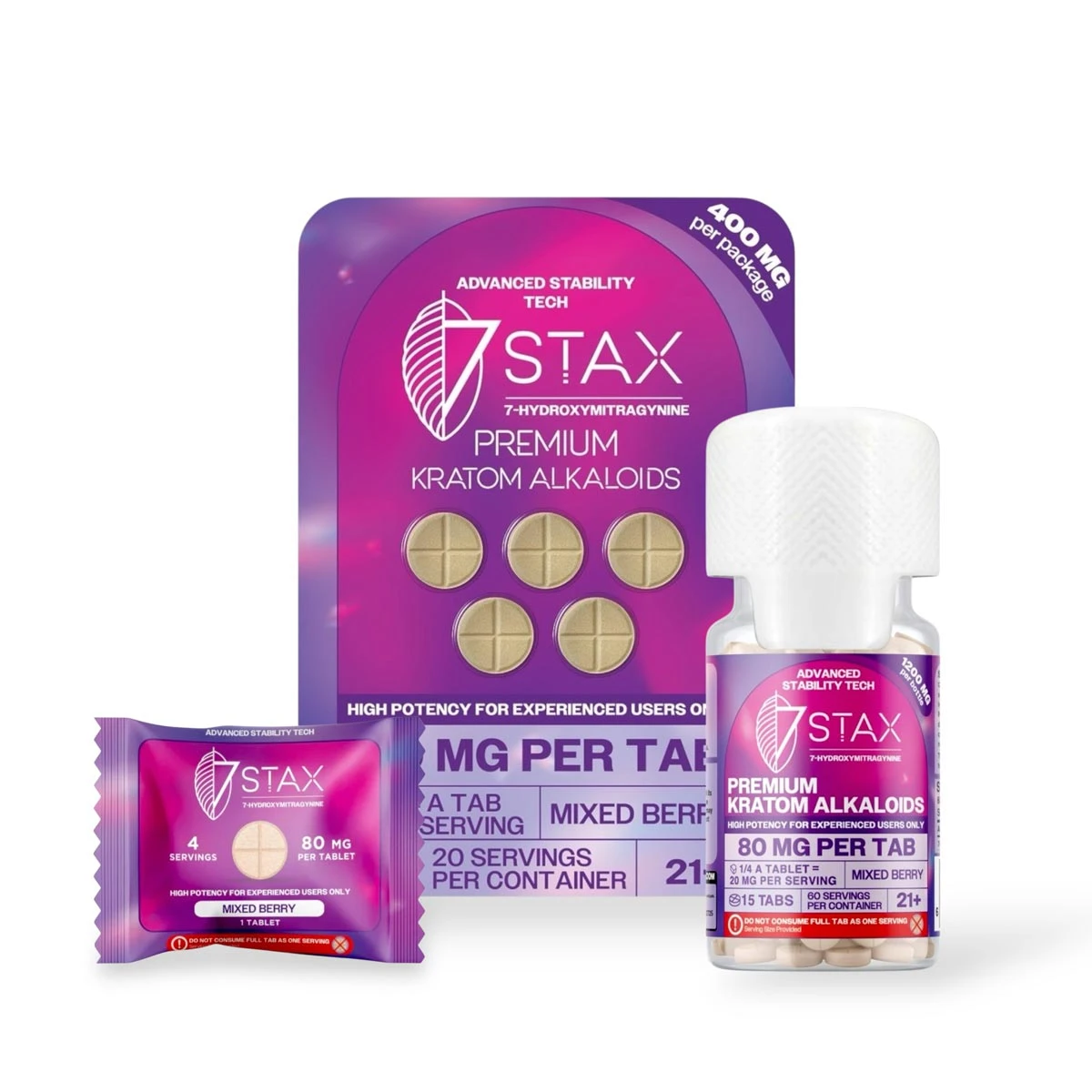 7 Stax 7 Hydroxymitragynine Tablets Mixed Berry 80mg Per Tablet Set 91961