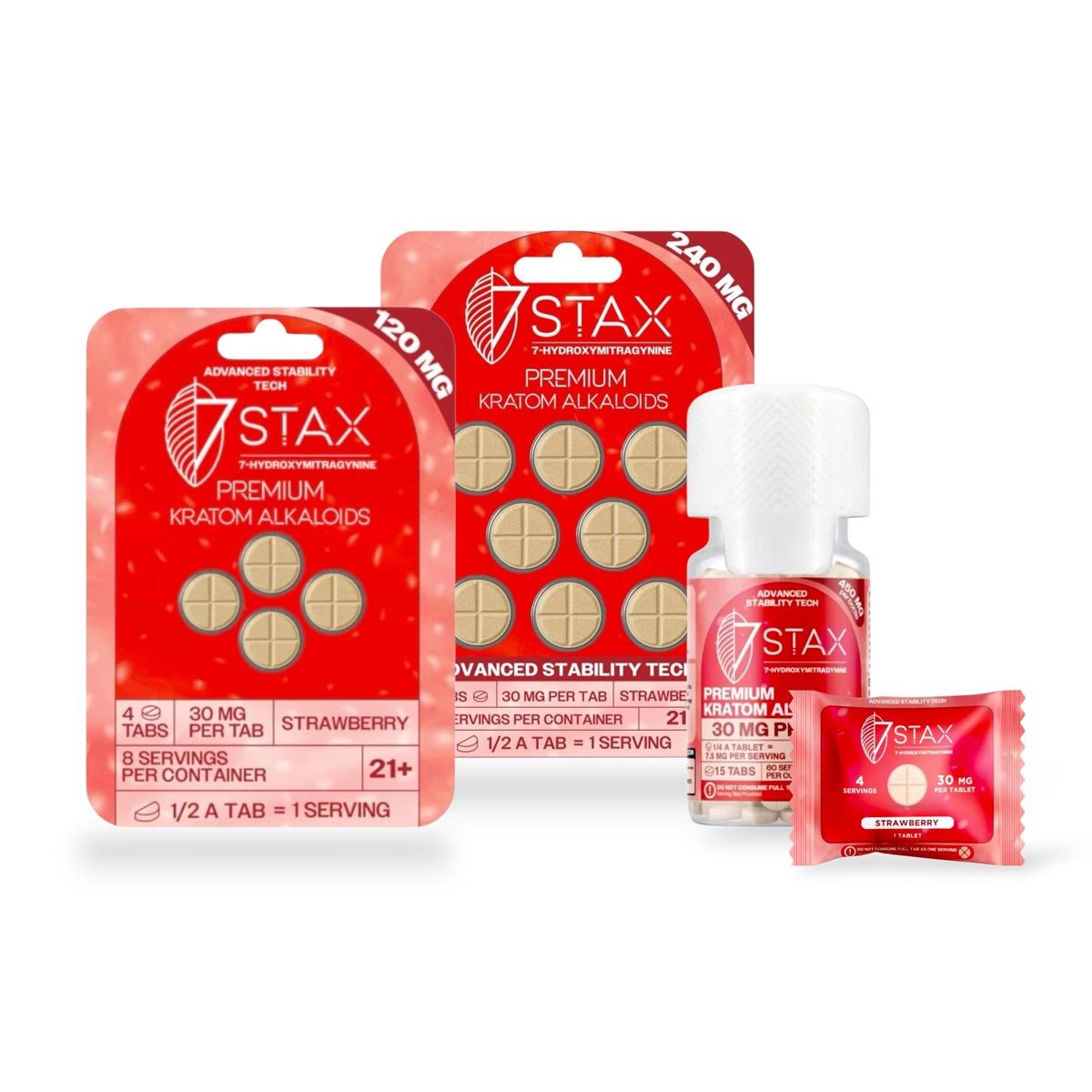7 Stax 7 Hydroxymitragynine Tablets Strawberry 30mg Per Tablet Set 79516