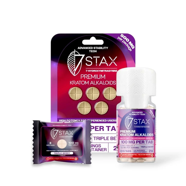 7 Stax 7 Hydroxymitragynine Tablets Triple Berry 100mg Per Tablet Set 36453